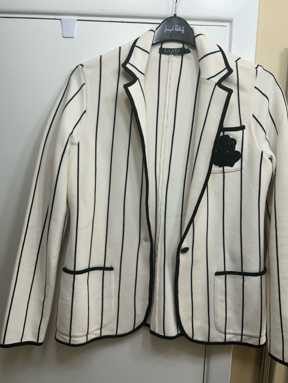 Lauren Ralph Lauren Cream Jacket with Black Stripe